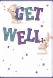 The joyful spirit of Harold Park shines through in this get well card, where heartfelt wishes are brought to life by two lively characters-a loveable teddy bear with plush, honey-hued fur and a perky puppy with floppy ears and a heart full of cheer. Together, they interact playfully with oversized, brightly coloured letters: deep indigo and teal hues spell out 'Get Well' in a way that almost bounces off the creamy, fresh background. Scattered stars in bold purples and gentle aquas twinkle around them, infusing the scene with a touch of local magic reminiscent of Harold Park's welcoming evenings. The detailed textures-the bear's soft fur and the puppy's velvety coat-create a sense of touch that is both soothing and reminiscent of hugging a new bouquet delivered from a trusted Harold Park Florist. The composition radiates warmth and optimism, much like the supportive community around Harold Park. This card becomes more than just a message; it is an expression of heartfelt care, a spirited companion for anyone's journey to recovery, echoing the quiet cheer and neighbourly kindness unique to our area.